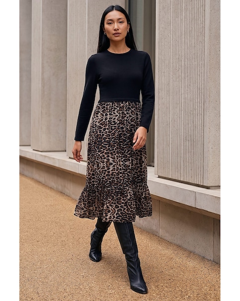 Roman 2 in 1 Animal Print Stretch Dress
