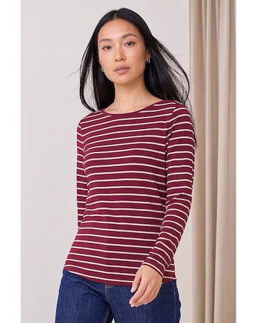 Roman Stripe Print Soft Touch Top