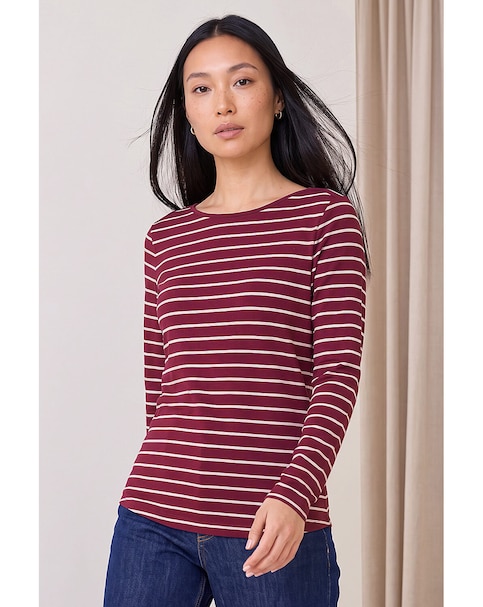 Roman Stripe Print Soft Touch Top