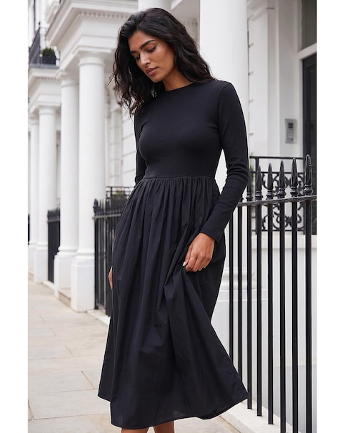 Roman Cotton Stretch Jersey Midi Dress