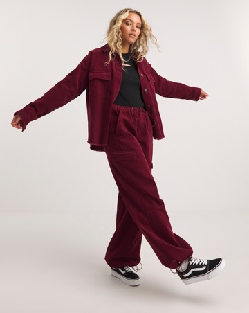 Burgundy Cord Wide Leg Cargo Jean Coord