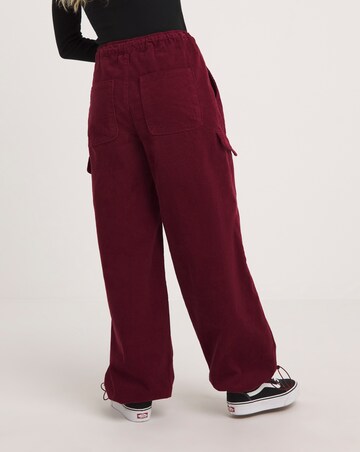 Burgundy Cord Wide Leg Cargo Jean Coord