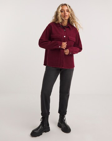Burgundy Cord Cargo Pocket Shacket Coord
