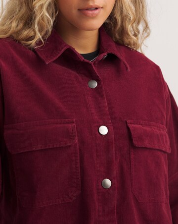 Burgundy Cord Cargo Pocket Shacket Coord
