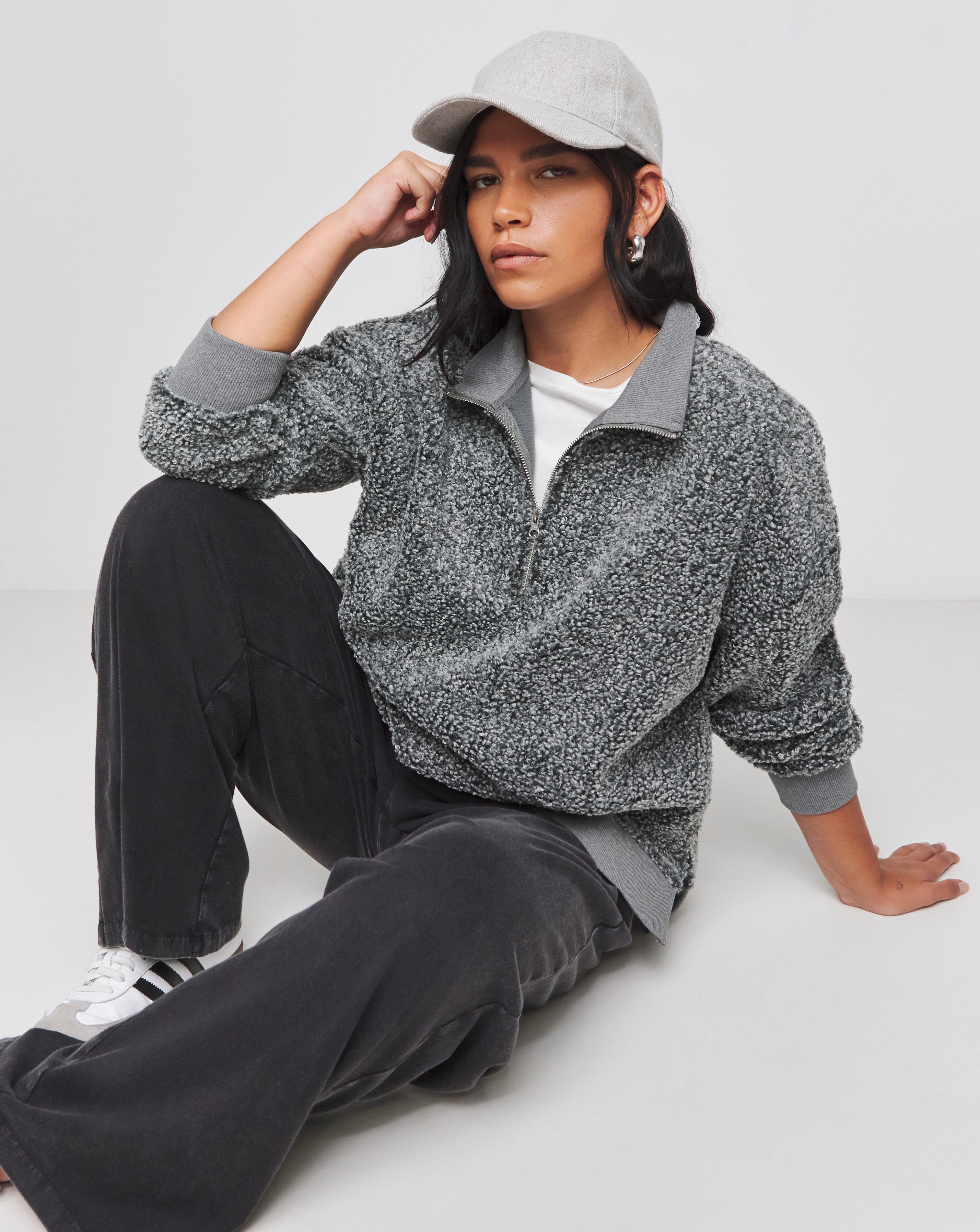 Teddy Zip Collar Sweatshirt