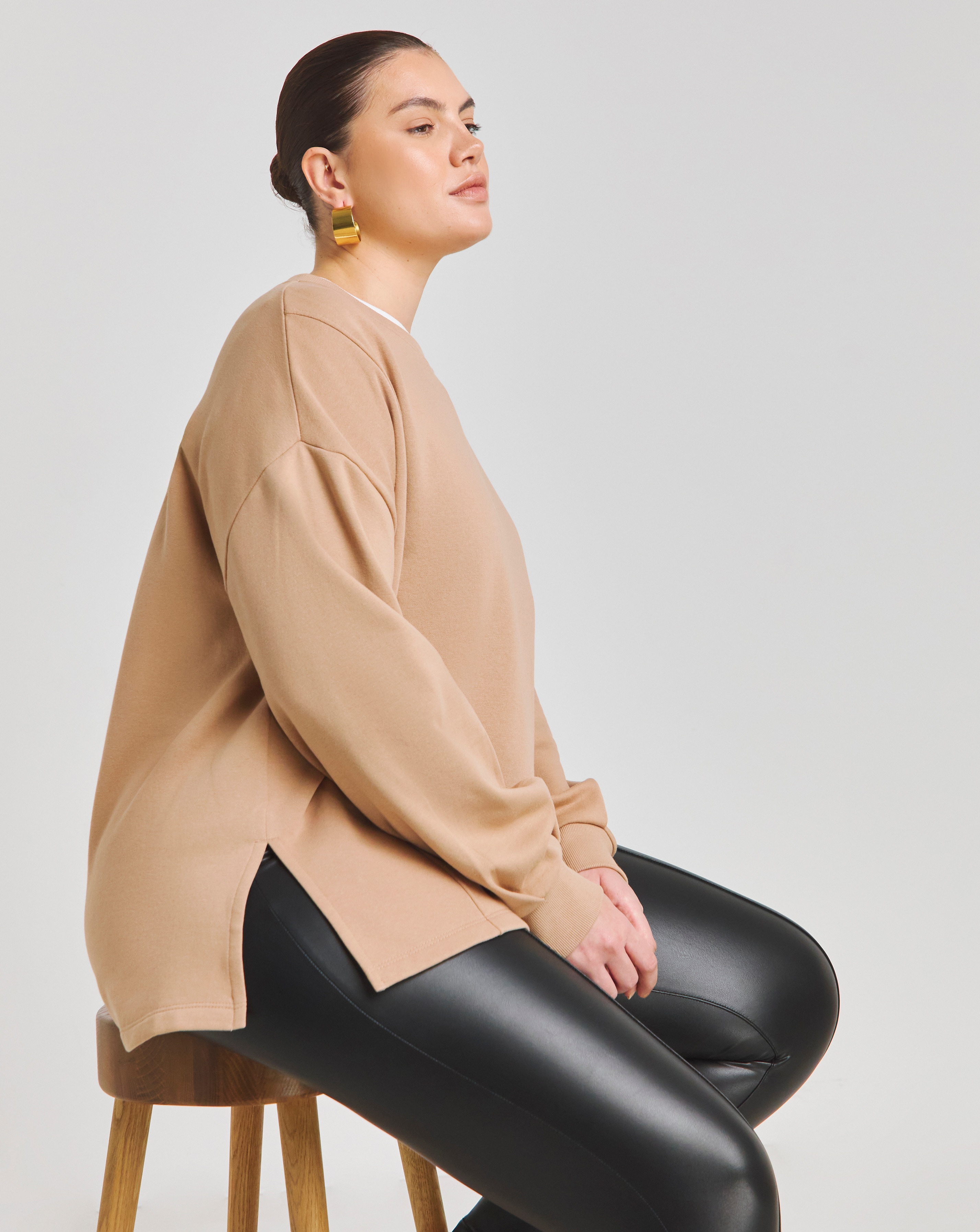 Piping Detail Side Split Sweat