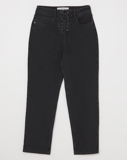 Lace Through High Rise Straight Leg Jean