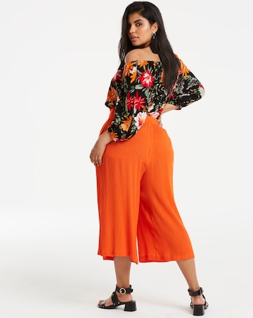 Crinkle Shirred Waist Culottes