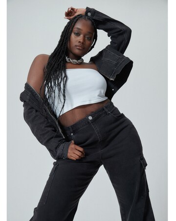 Zip Front Black Denim Jacket | Simply Be
