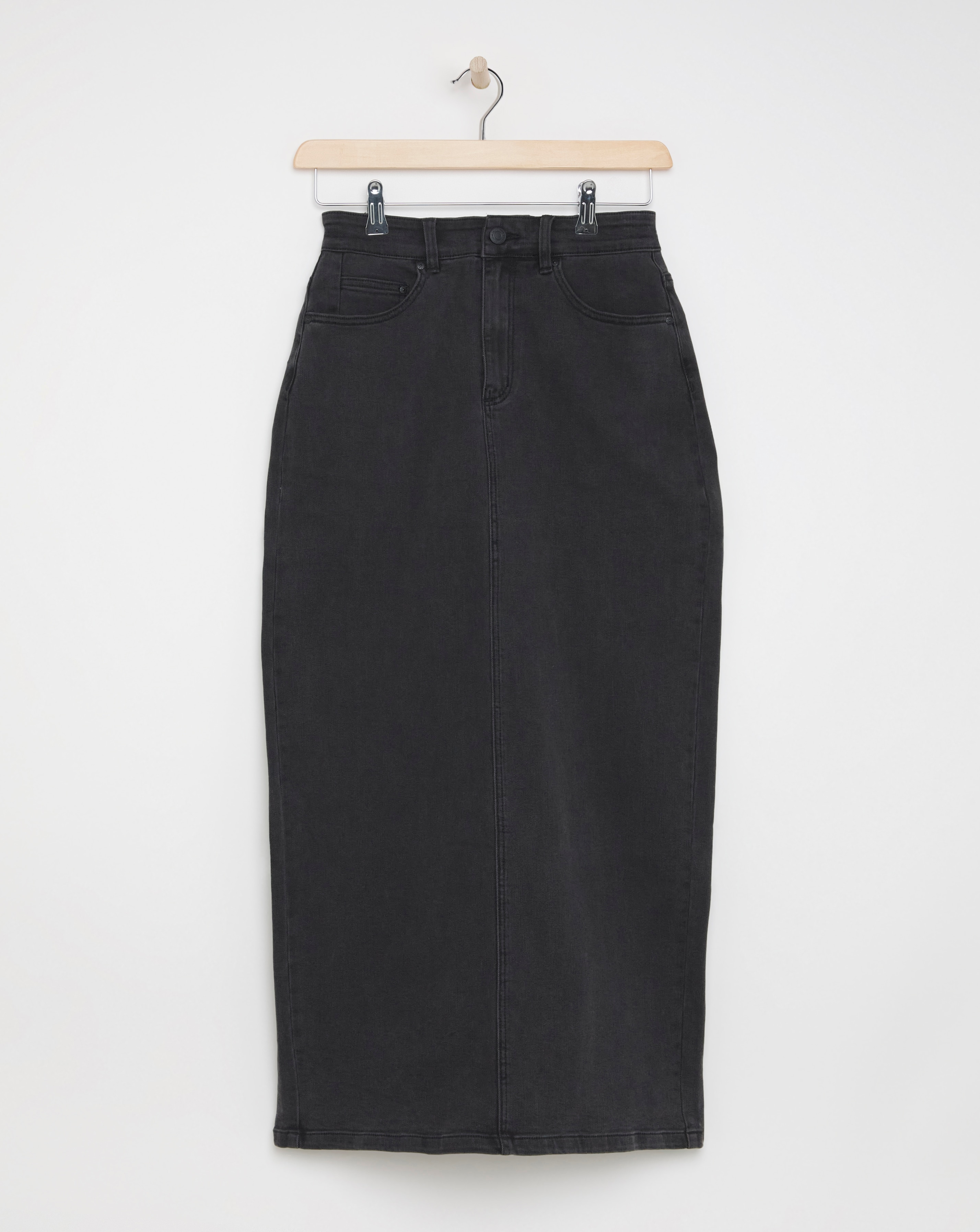 Simply Be - Women's Black Back Split Maxi Denim Skirt - Size 10 - Black