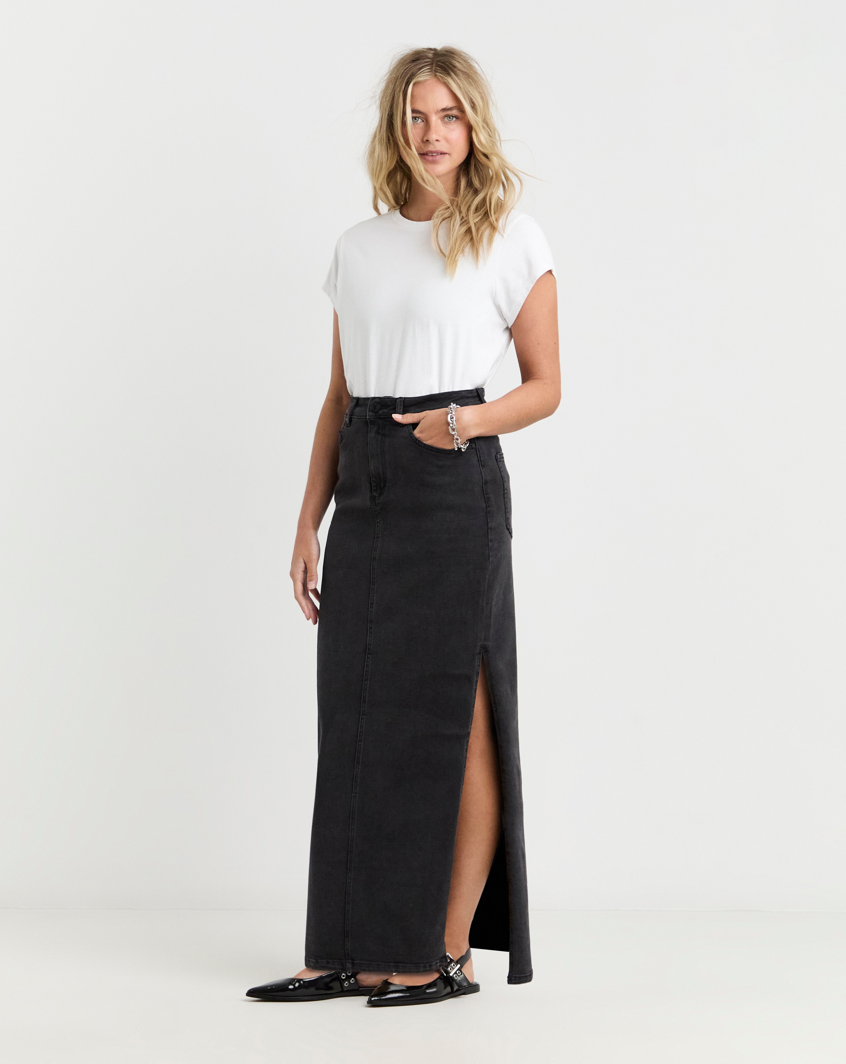 Simply Be - Women's Black Side Split Maxi Skirt - Size 10 - Black