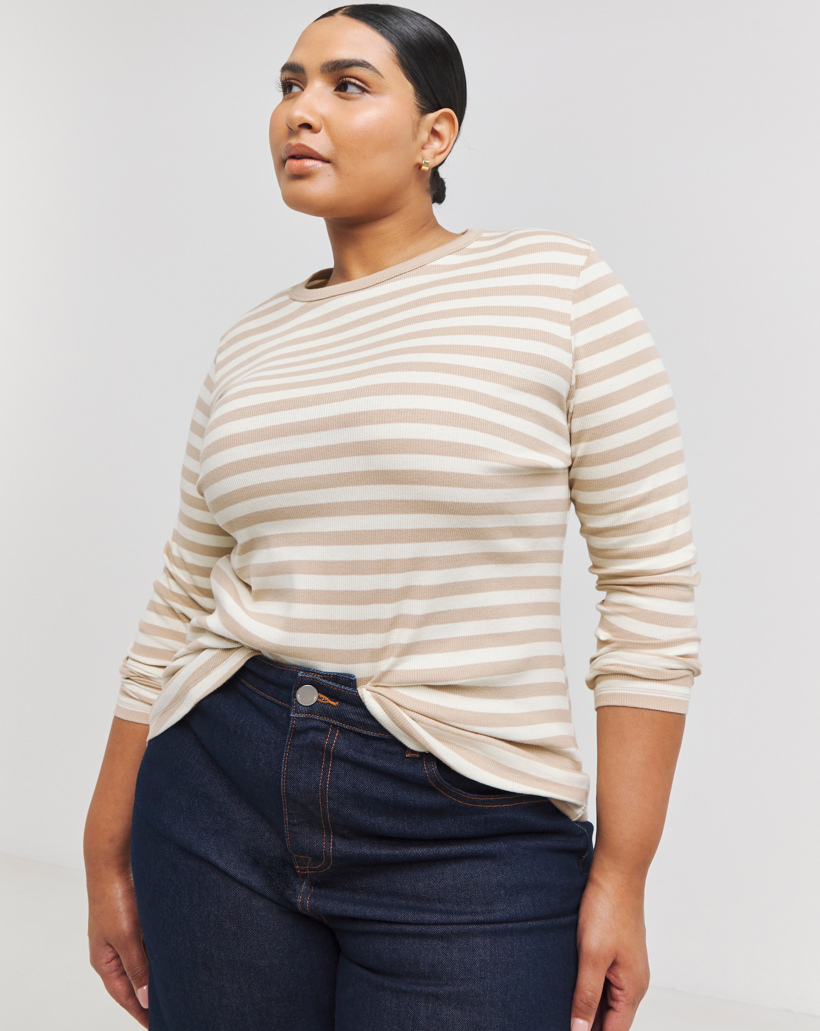 Stripe Ribbed Long Sleeve Top