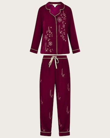 Monsoon Val Velvet Embroidered Pyjamas