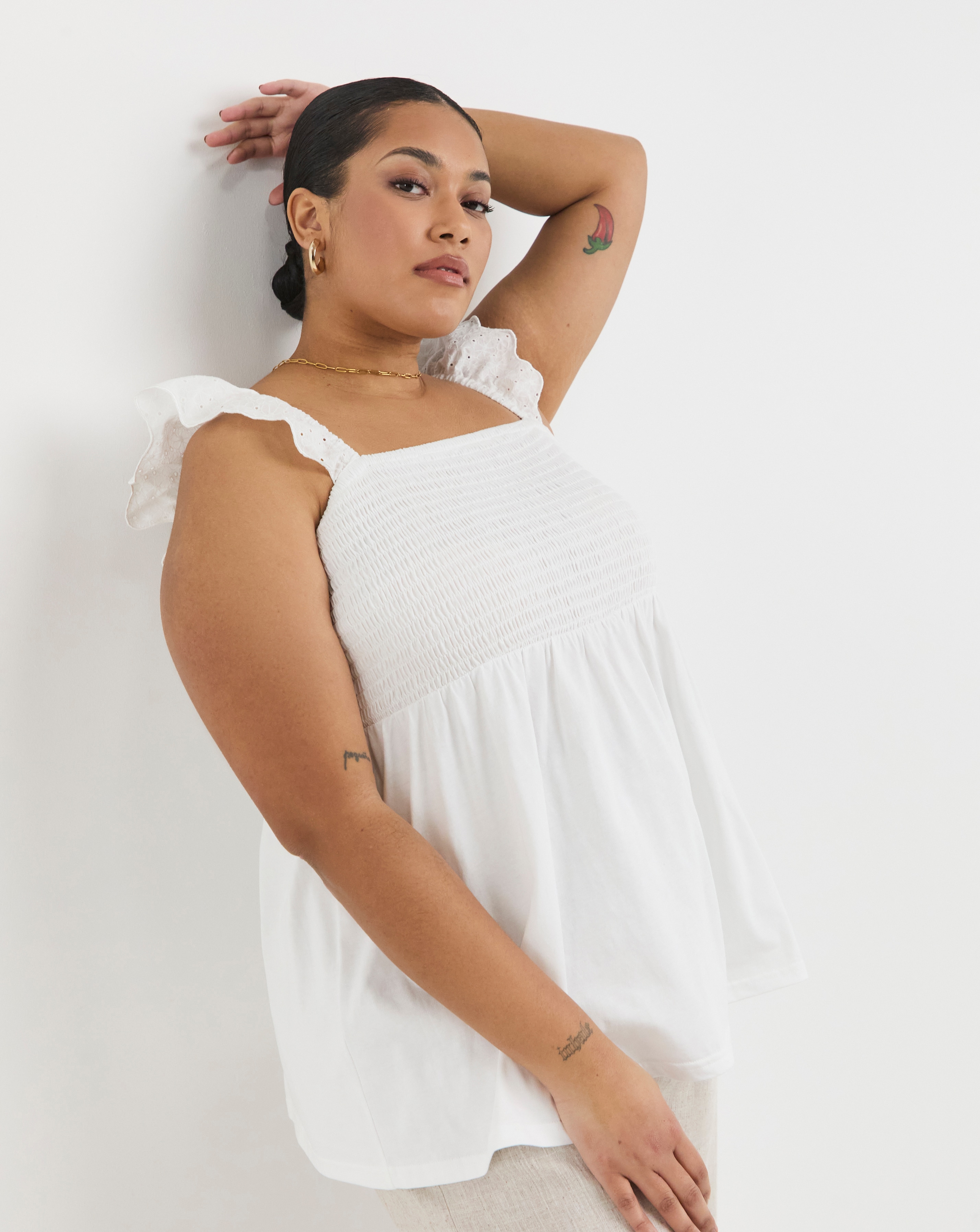 Broderie Ruched Bust Vest