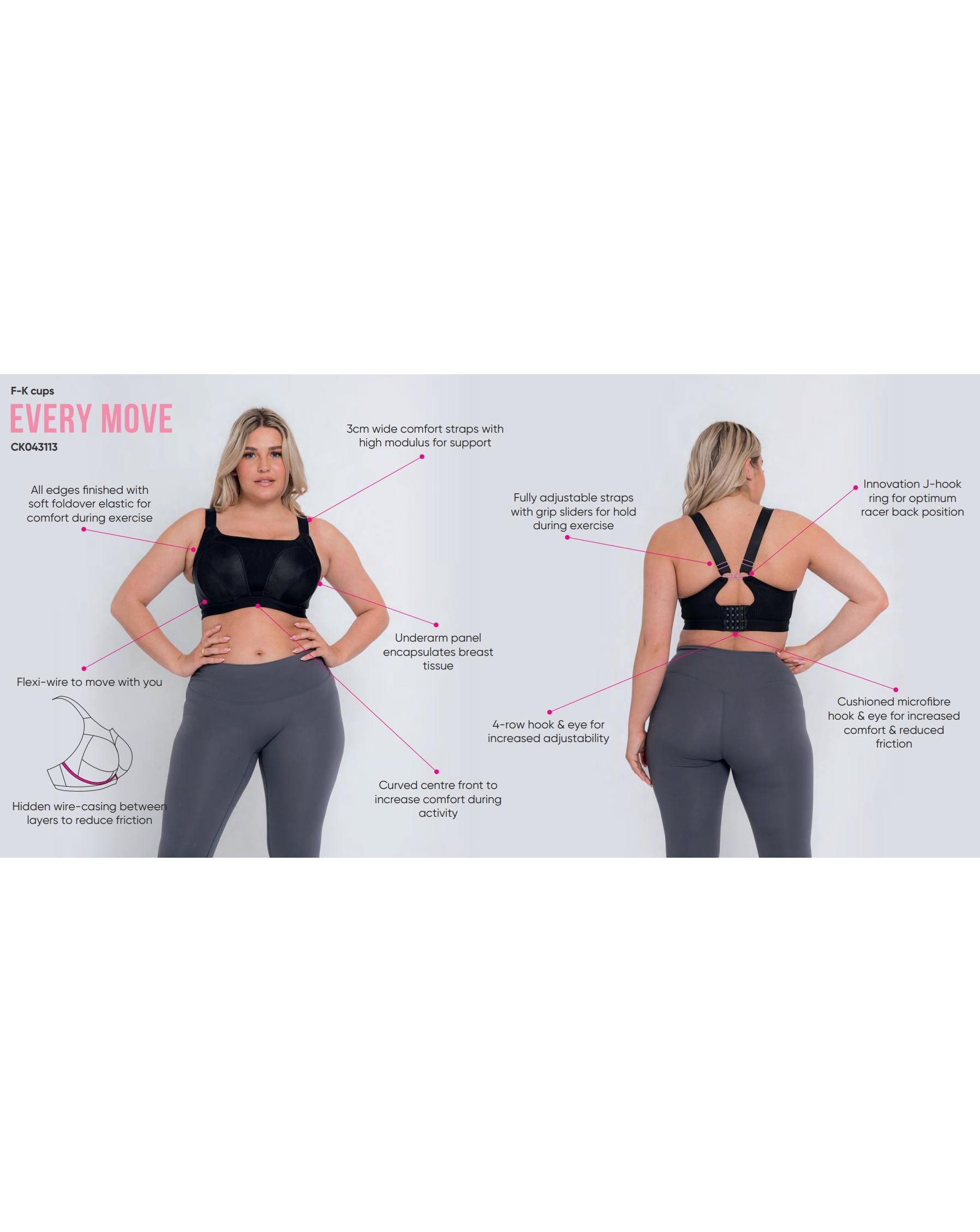 Curvy Kate Everymove Wired Sports Bra Black – Brastop UK