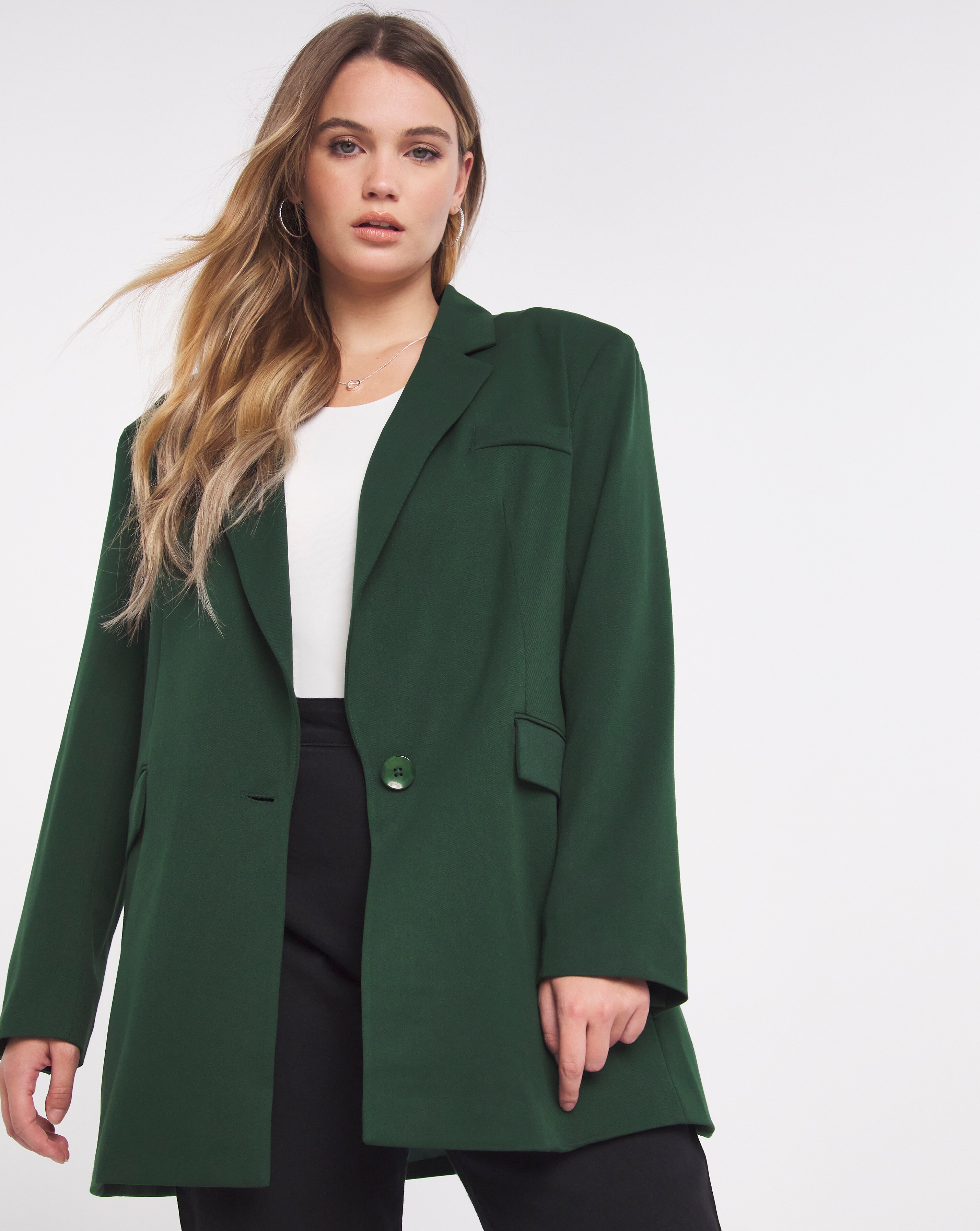 Simply Be Emerald Oversized Tailored Blazer | Simply Be