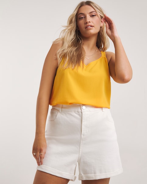 Lightweight Scoop Neck Cami Top - Mustard Yellow - Womens - Size 10 - Simply Be