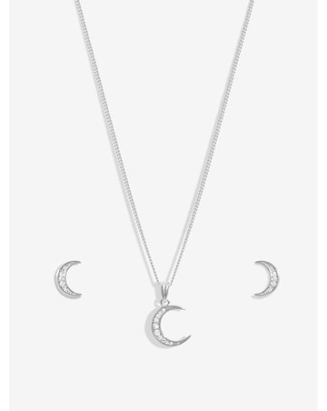 Simply Silver 925 CZ Crescent Set