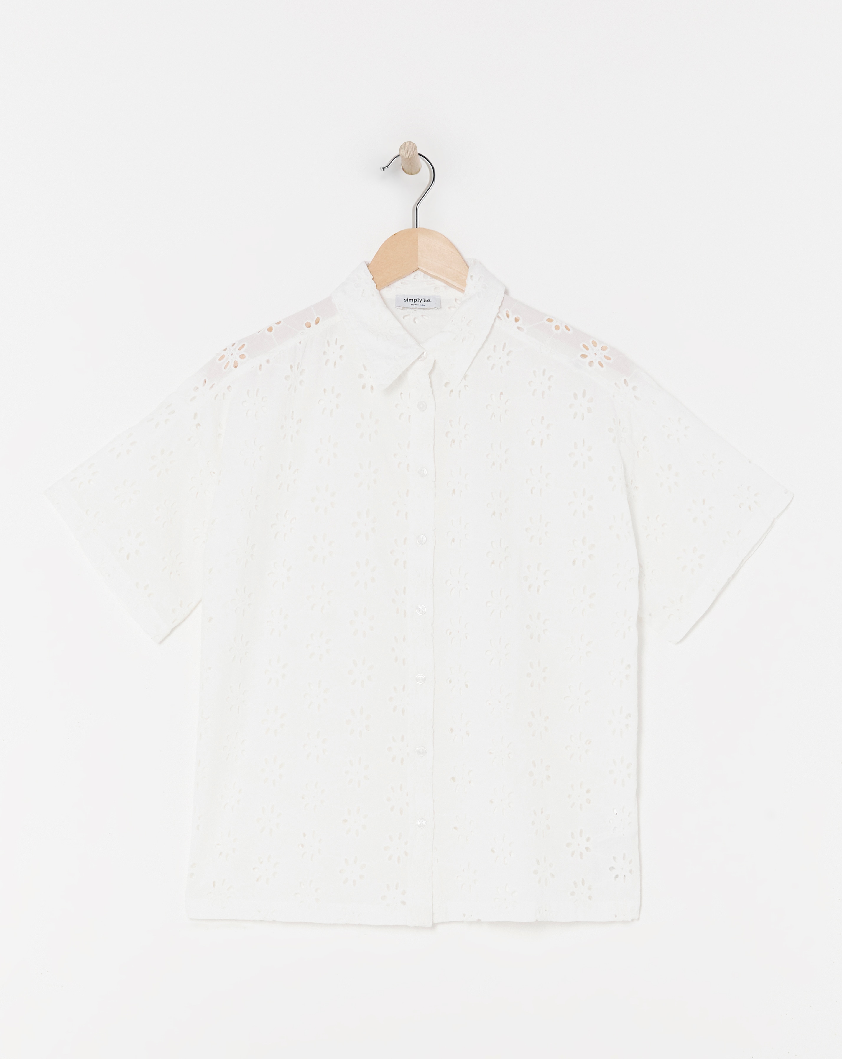 Broderie Boxy Shirt - White - Womens - Size 10 - Simply Be