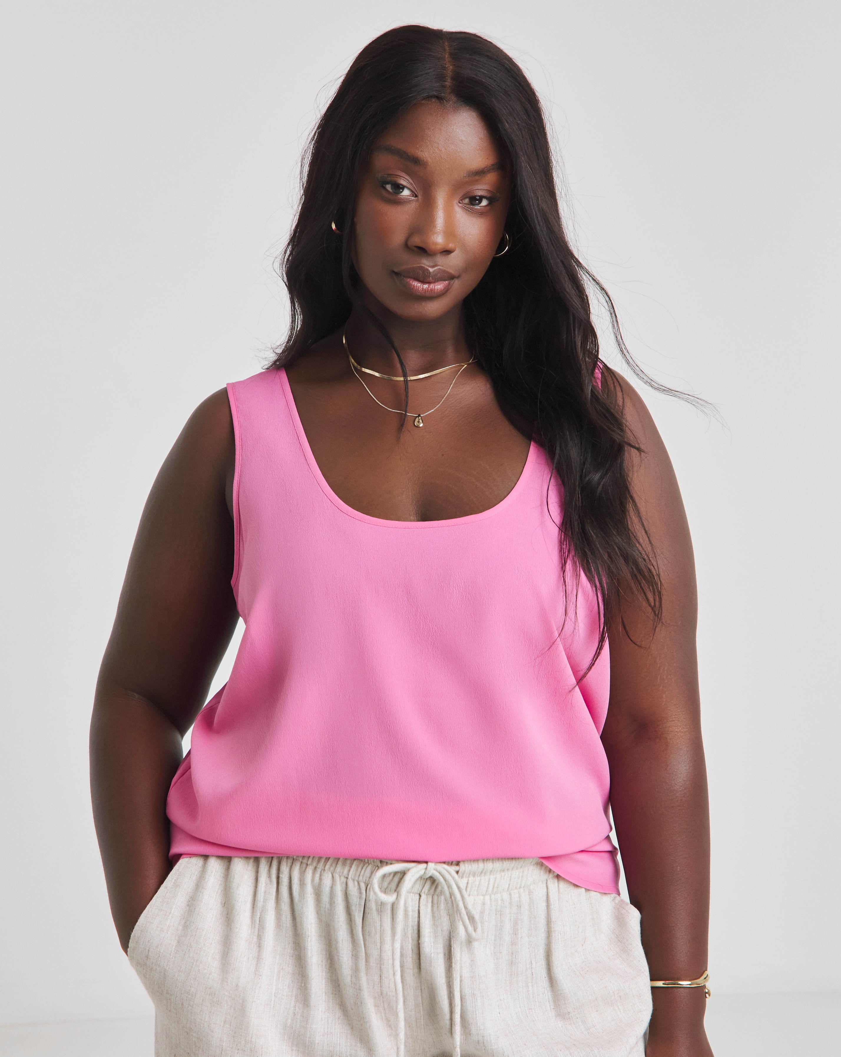 Pink - Women's - Lightweight Scoop Neck Vest Top - Size 10