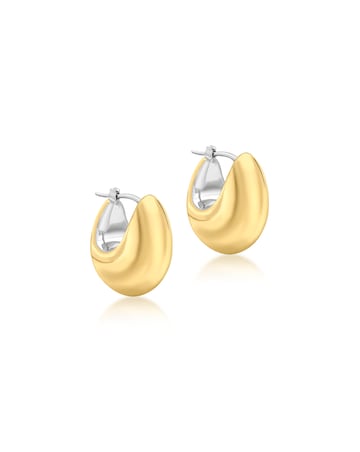 9ct 2-Tone Gold Electroform Hoop Earrings