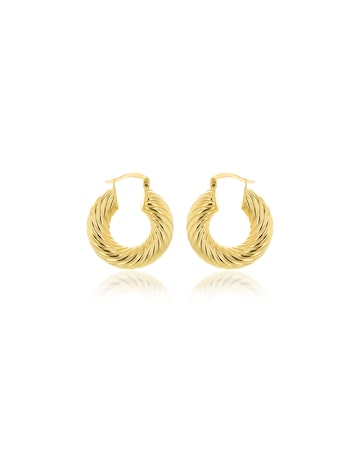 9ct Yellow Gold Thick Twist Hoop Earrings