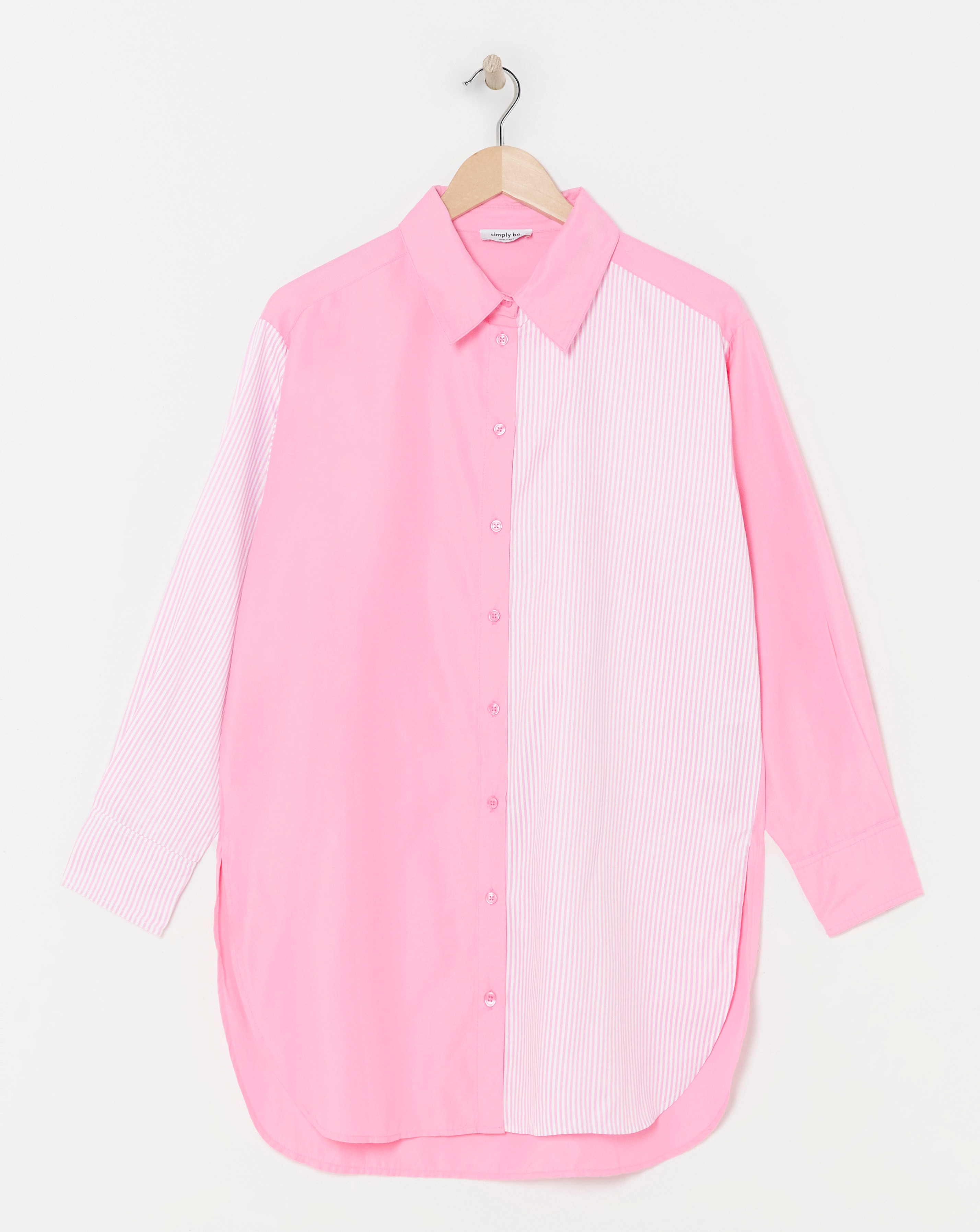 Pink Stripe - Women's - Pink Mixed Stripe Poplin Shirt - Size 10