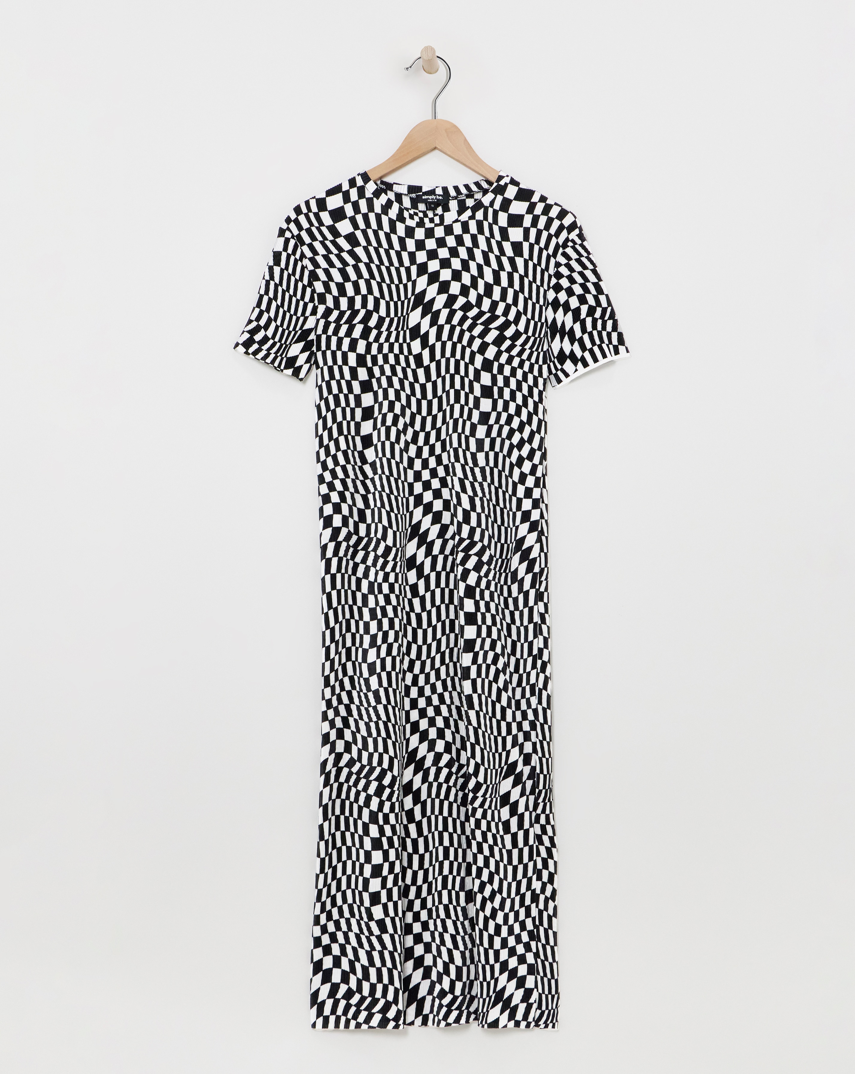 Checkerboard Plisse Midi Dress