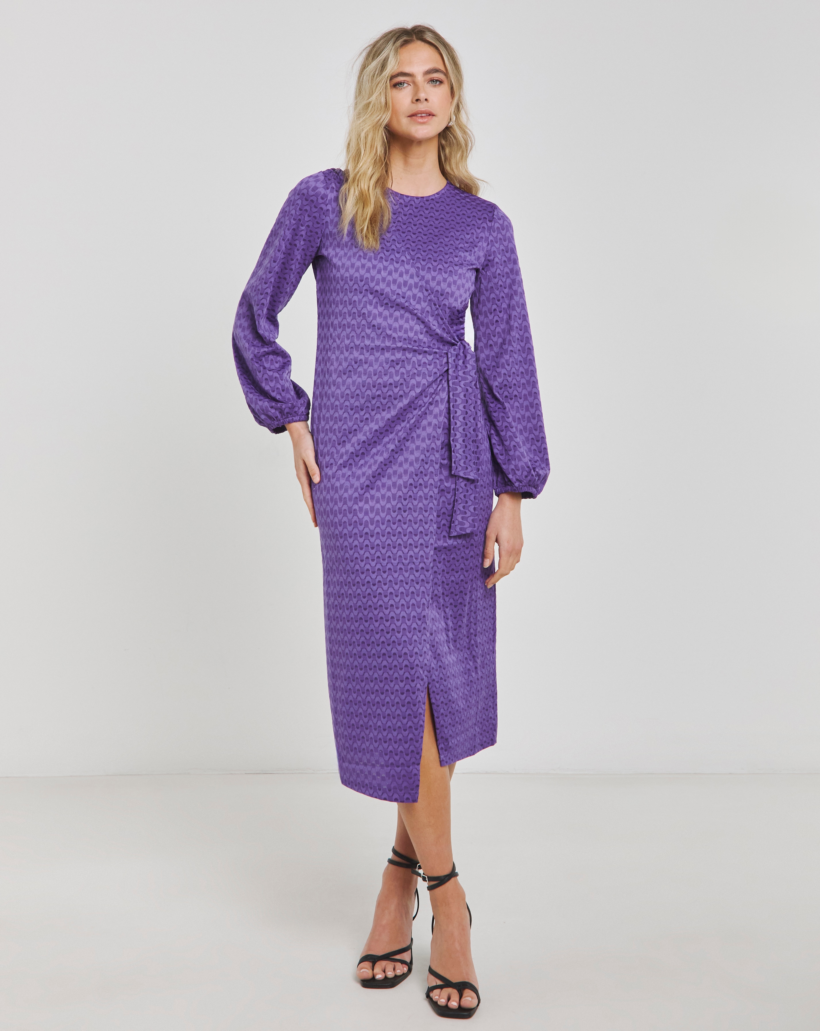 Simply Be - Women's Textured Jersey Wrap Dress - Size 10 - Purple - 88% Polyester 12% Elastane