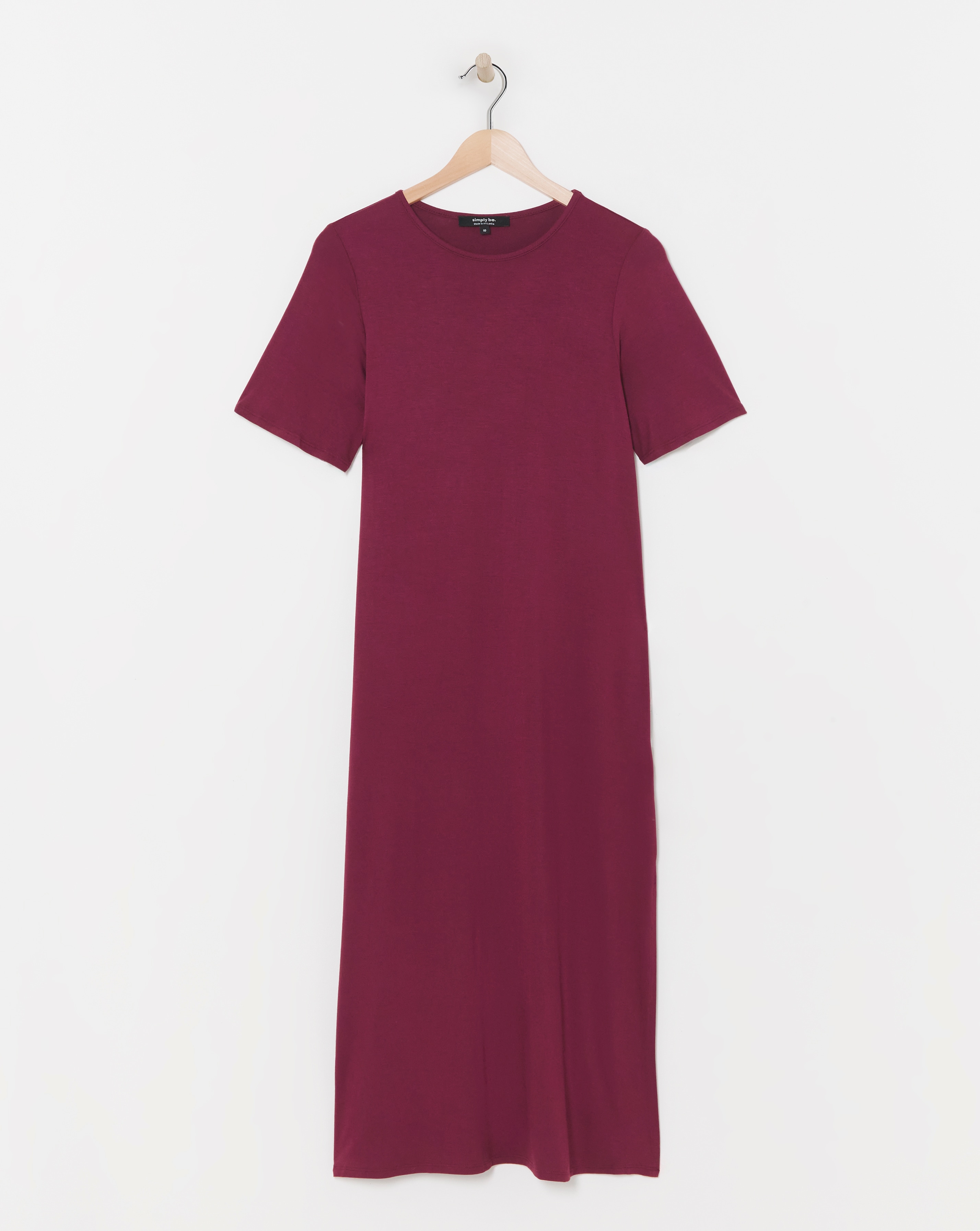 Dark Red Jersey Midi T-shirt Dress