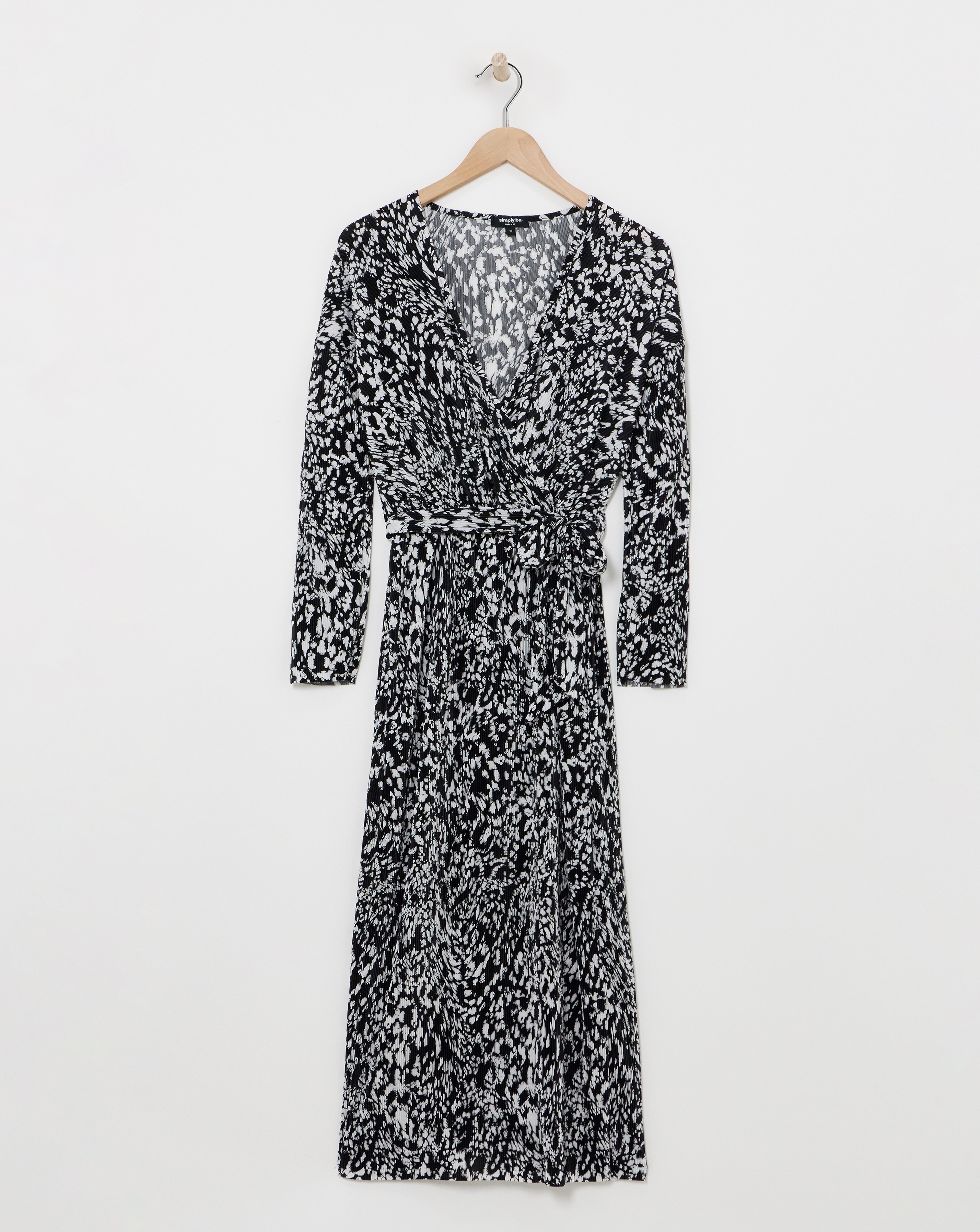 Simply Be - Women's Plisse Wrap Front Midi Dress - Size 10 - Mono print
