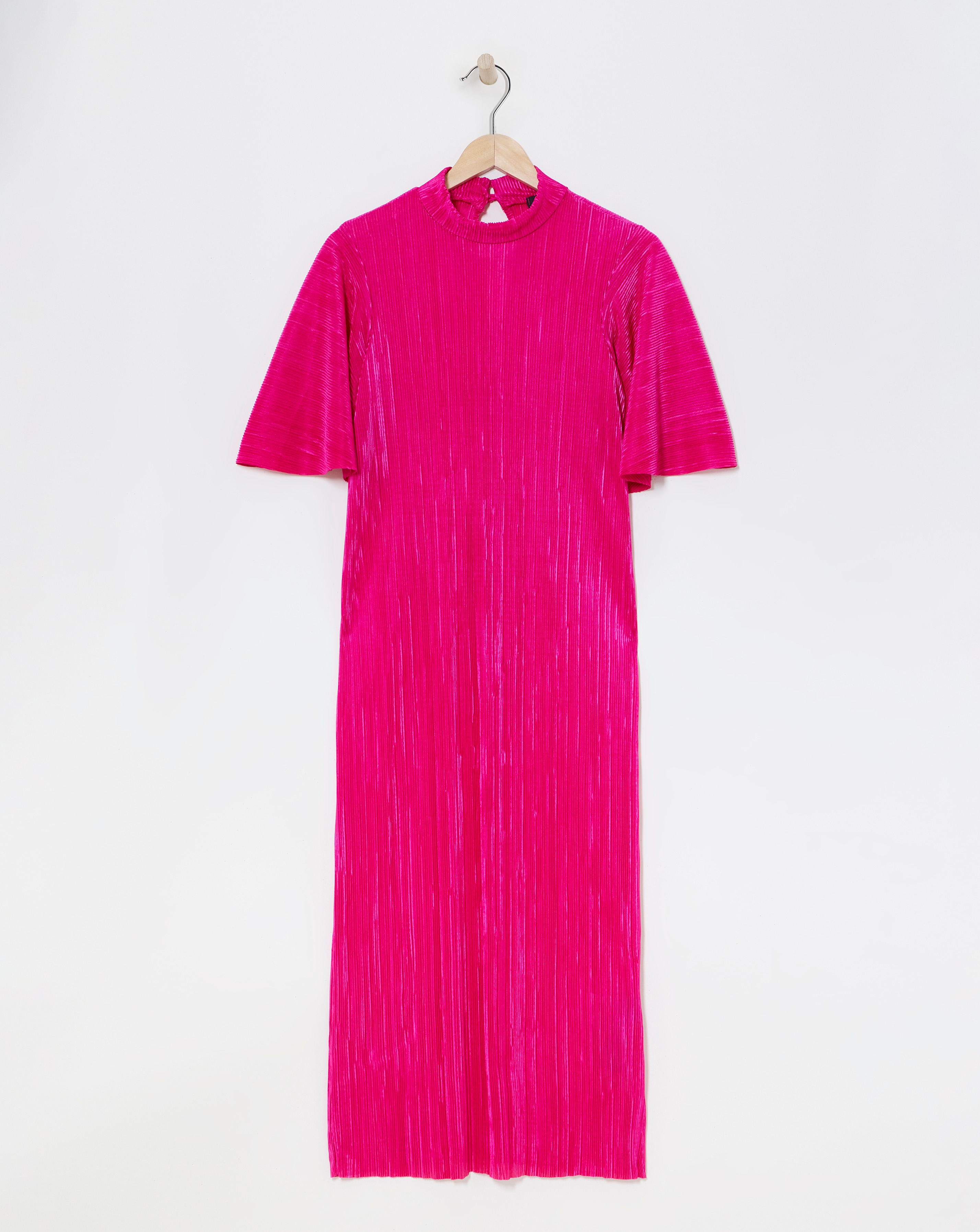 Simply Be - Women's Pink Plisse Midi Dress - Size 10 - Cerise