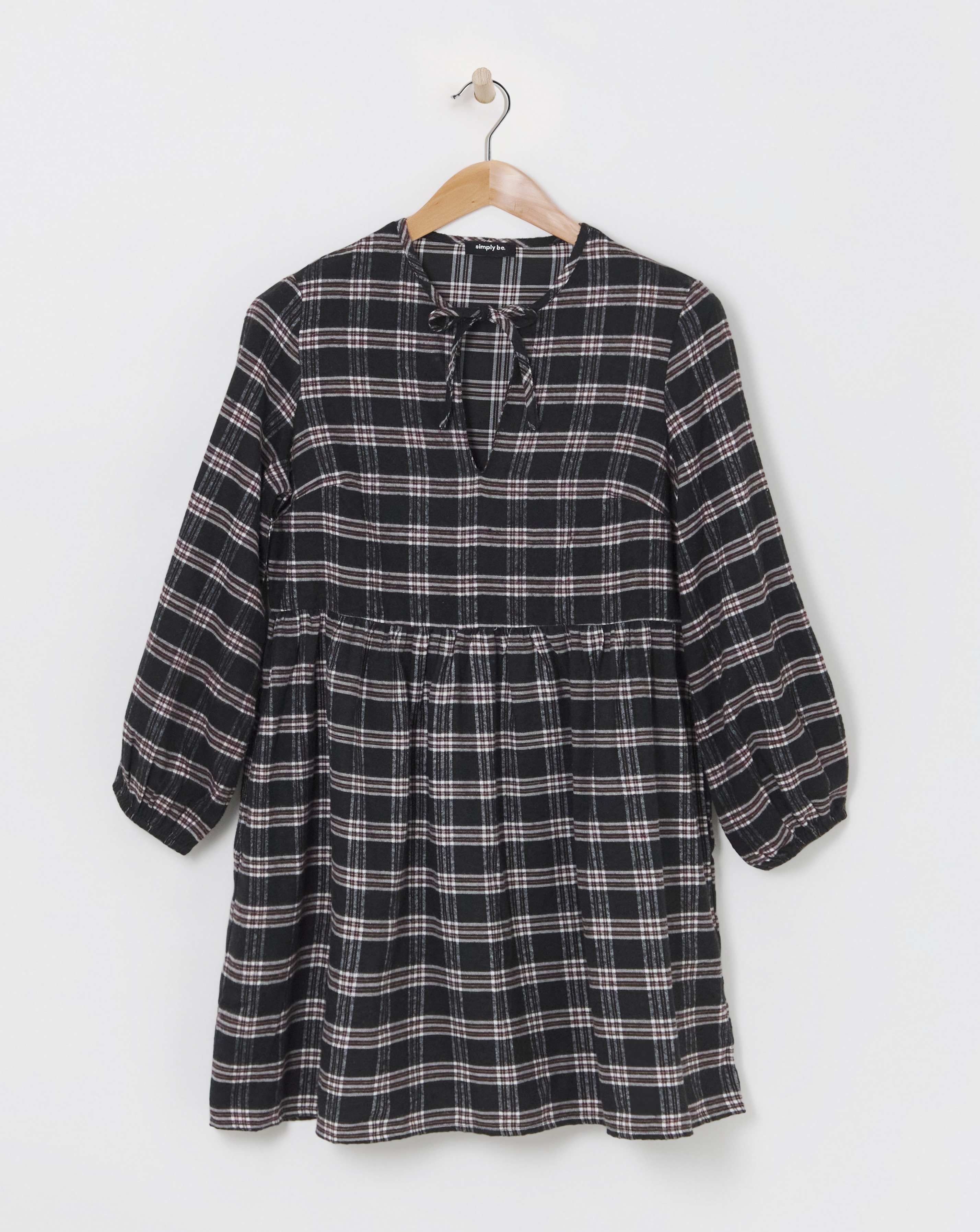 Simply Be - Women's Brushed Check Smock Dress - Size 14 - Check - 60% Polyester 28% Cotton 12% Viscose