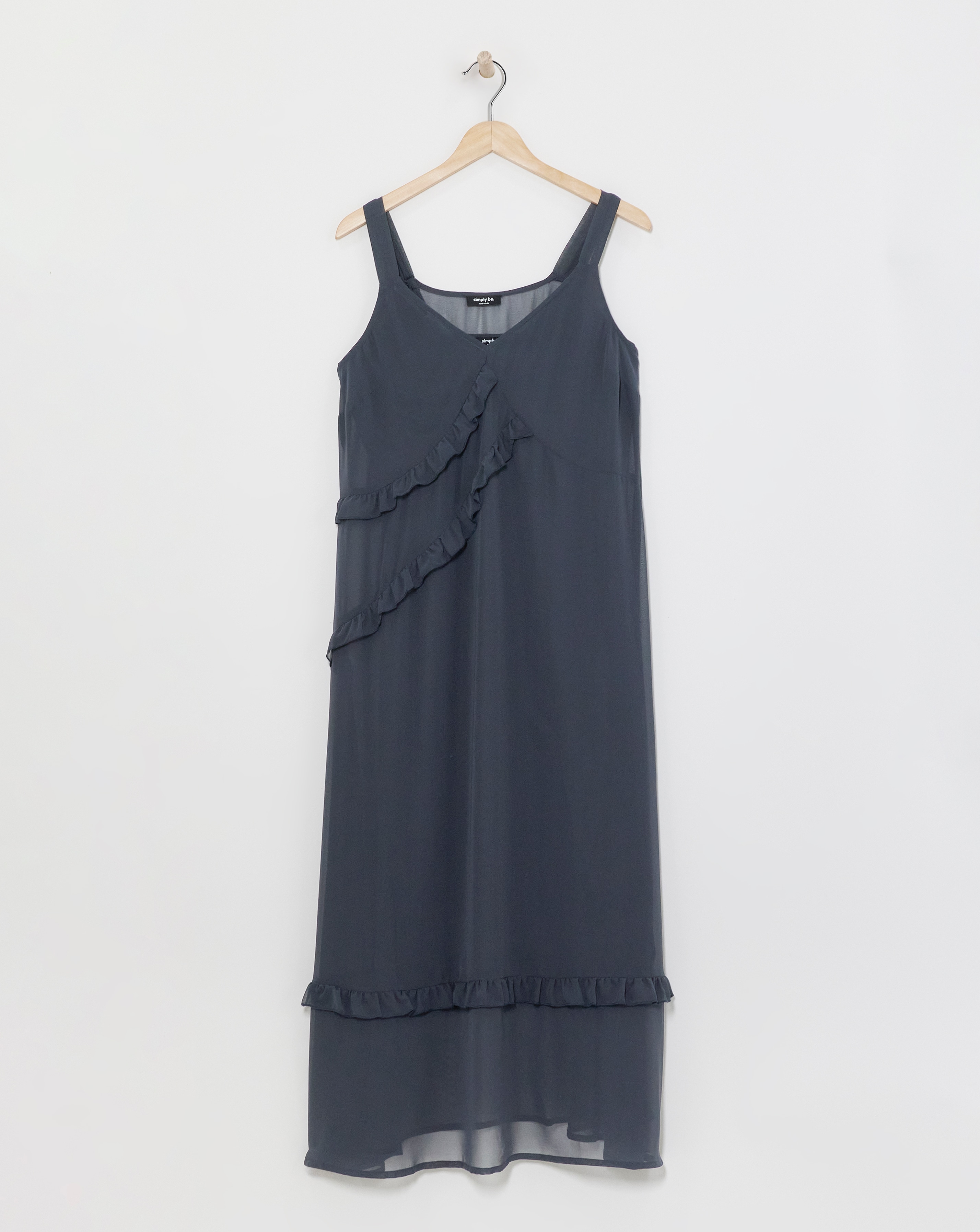 Simply Be - Women's Charcoal Ruffle Cami Dress - Size 10 - Grey