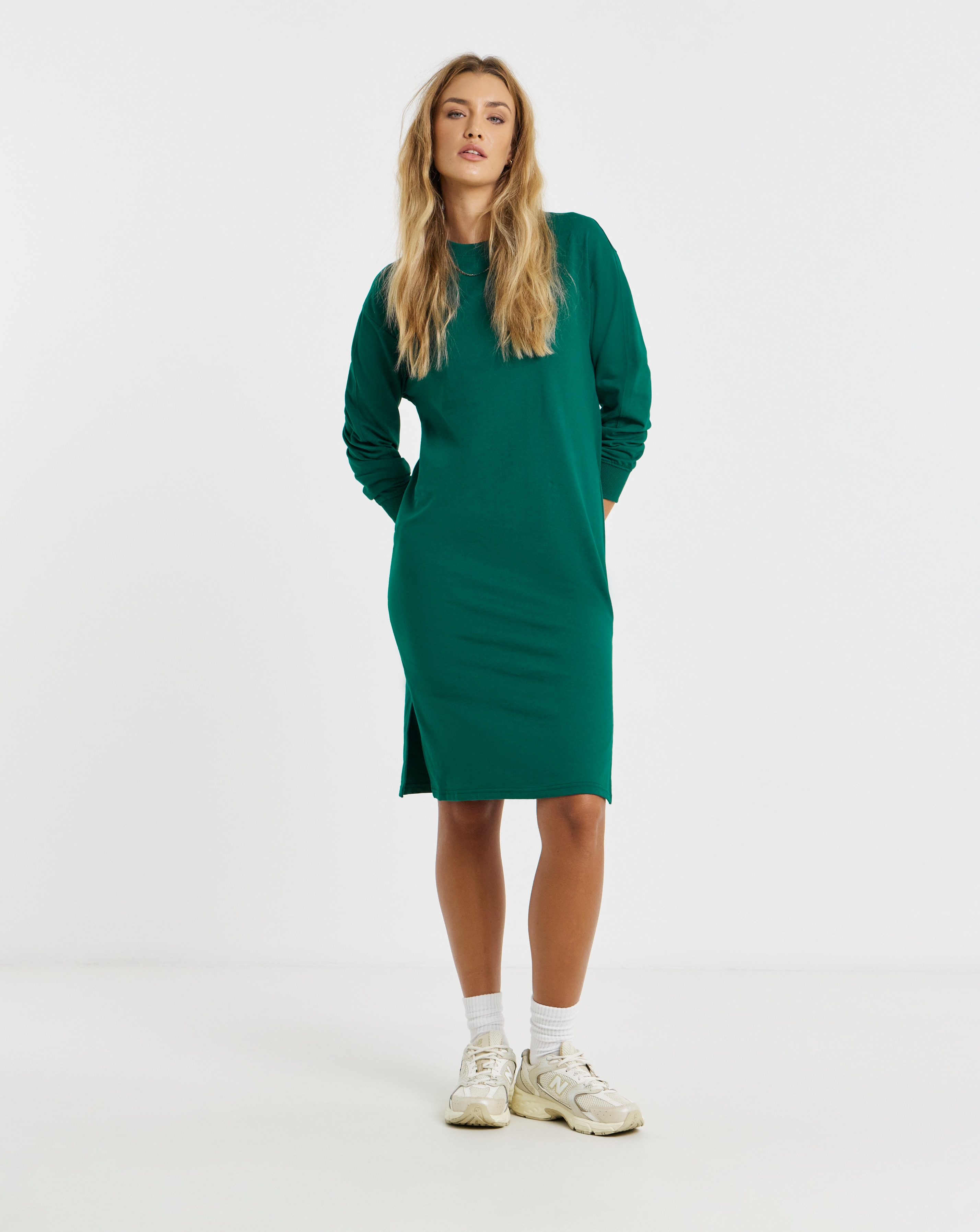 Simply Be - Women's Green Midi Sweatshirt Dress - Size 10 - Green - 50% Cotton 50% Recycled Polyester