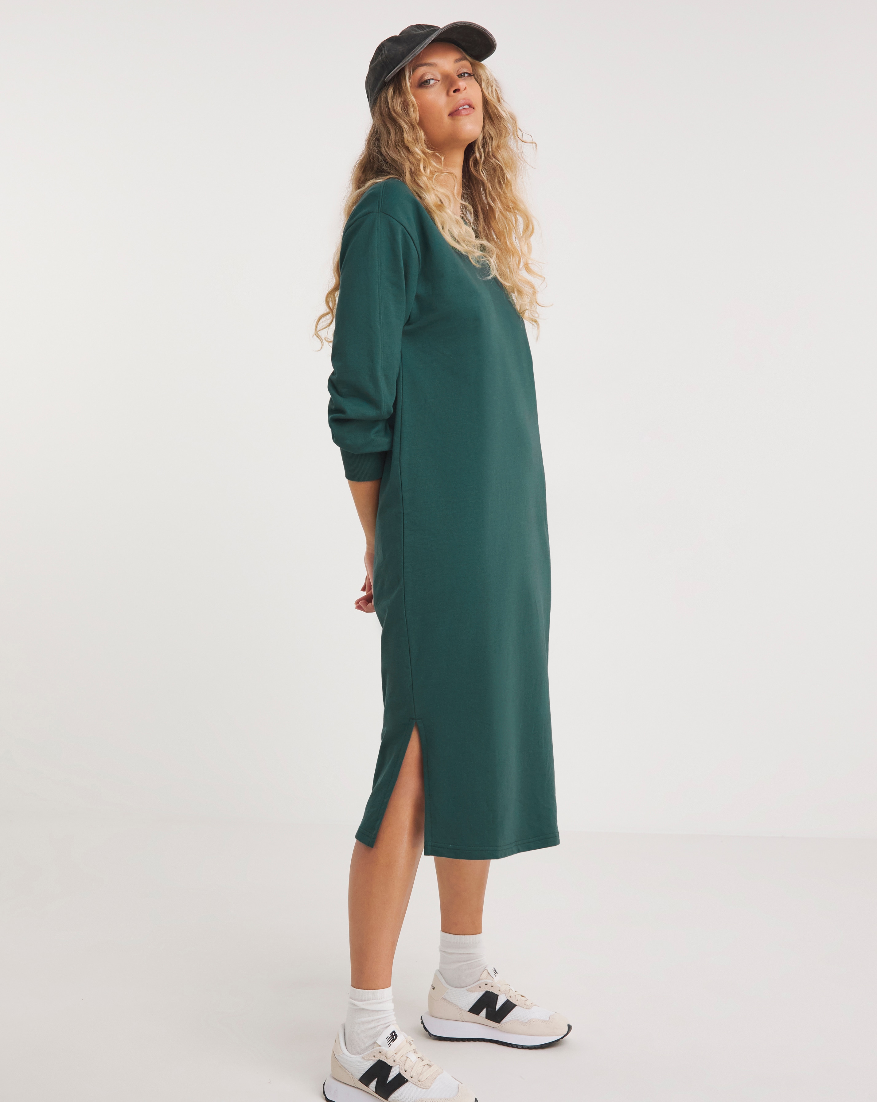 Simply Be - Women's Green Midi Sweatshirt Dress - Size 10 - Green - 50% Cotton 50% Recycled Polyester