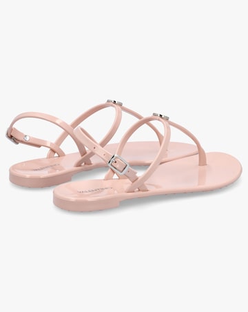 Valentino Bags Jally Pink Toe Post Logo Sandals