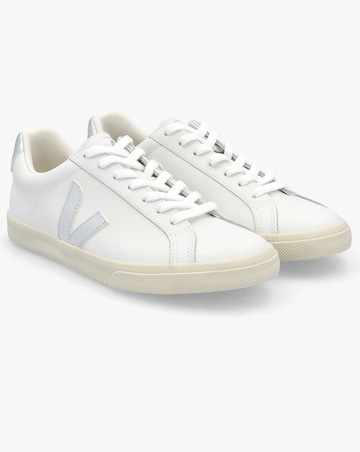 Veja Esplar Logo Extra White Silver Leather Trainers
