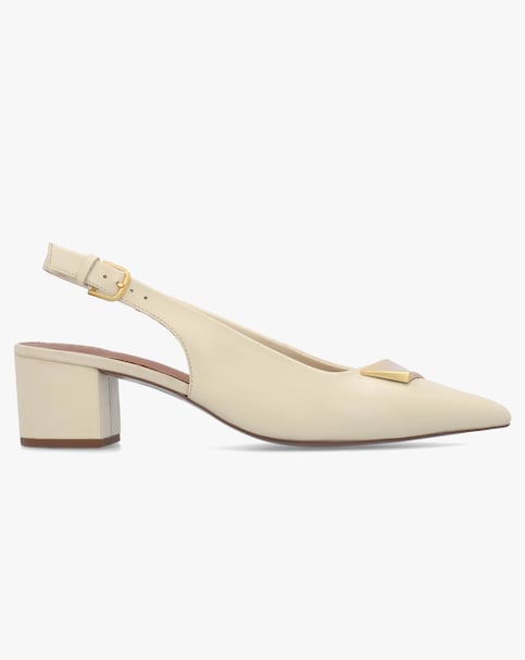 Radley Bliss Crescent Salt White Leather Block Heeled Sling Backs Standard Fit