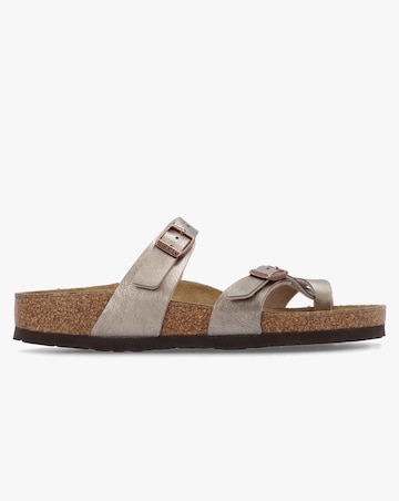 Birkenstock Mayari Graceful Taupe Birko-Flor Thong Sandals Narrow Fit