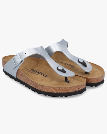 Birkenstock Gizeh Birko Flor Silver Toe Post Sandals Standard Fit