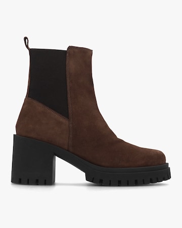 Daniel Luxor Brown Suede Block Heel Chelsea Boots Standard Fit