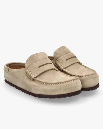 Birkenstock Naples Wrapped Taupe Suede Clogs Narrow Width