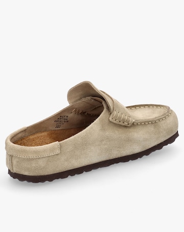 Birkenstock Naples Wrapped Taupe Suede Clogs Narrow Width