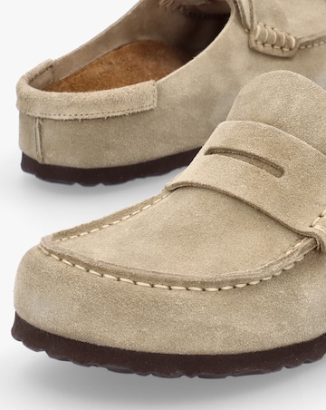 Birkenstock Naples Wrapped Taupe Suede Clogs Narrow Width