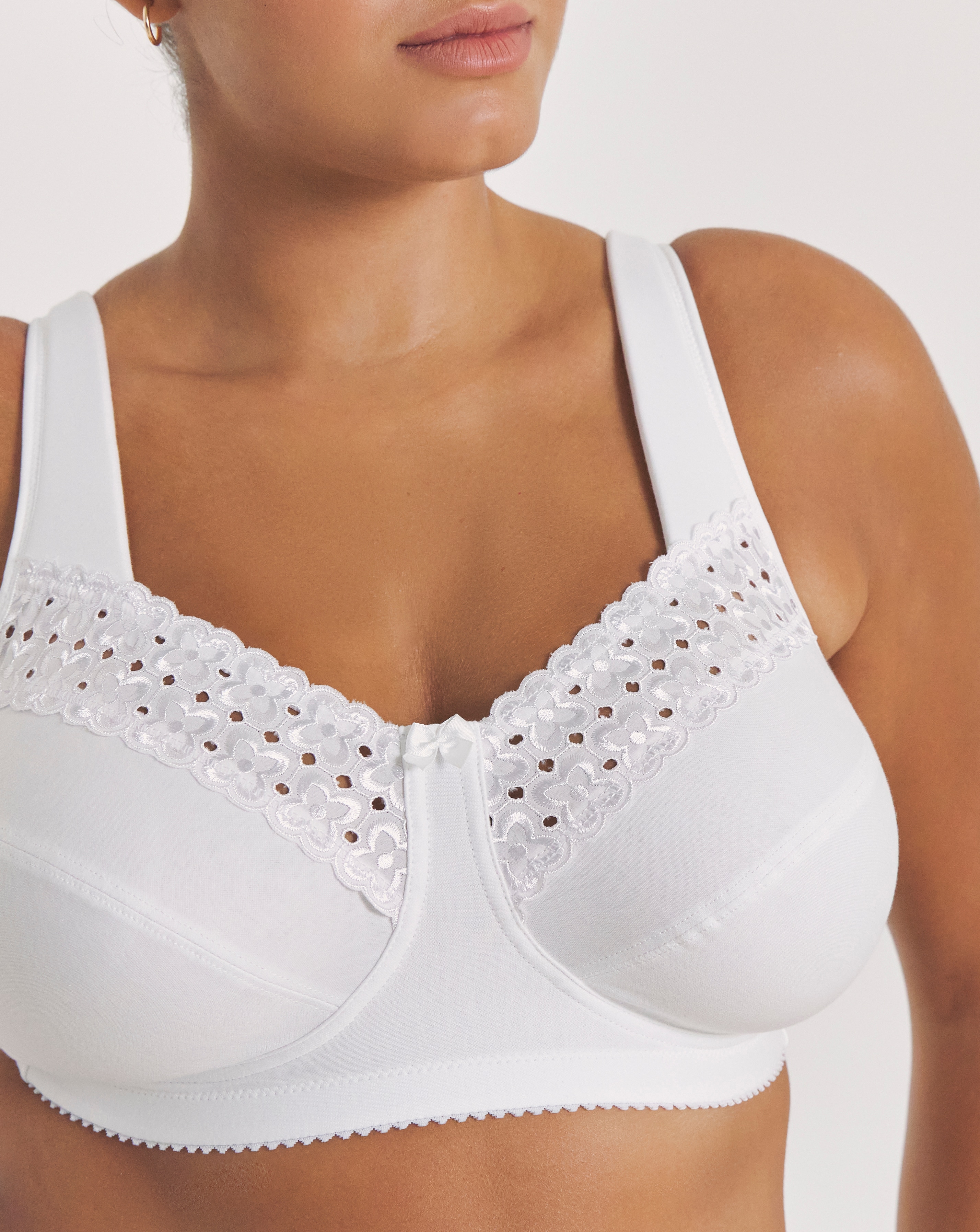 Miss Mary of Sweden Broderie Anglais Cotton Bra In White | UK Size 36B Women's