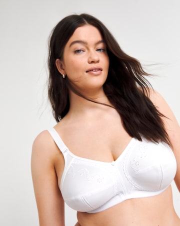 Pretty Secrets Dotty Embroidered Full Cup Non Wired White Bra C-H -White