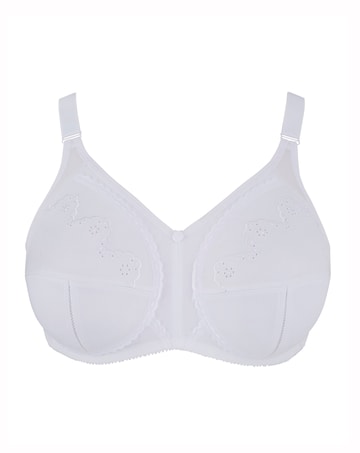 Pretty Secrets Dotty Embroidered Full Cup Non Wired White Bra C-H -White
