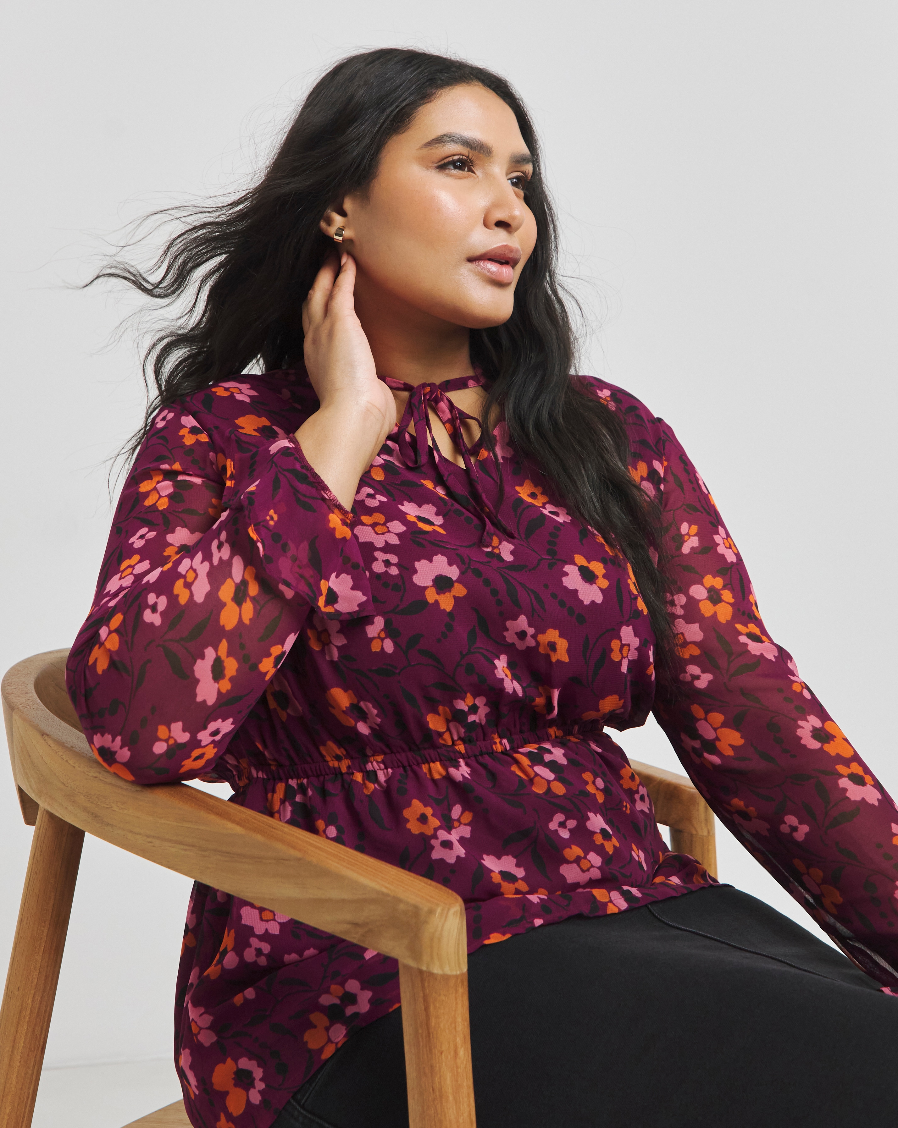 Pussybow Blouse With Elasticated Waist