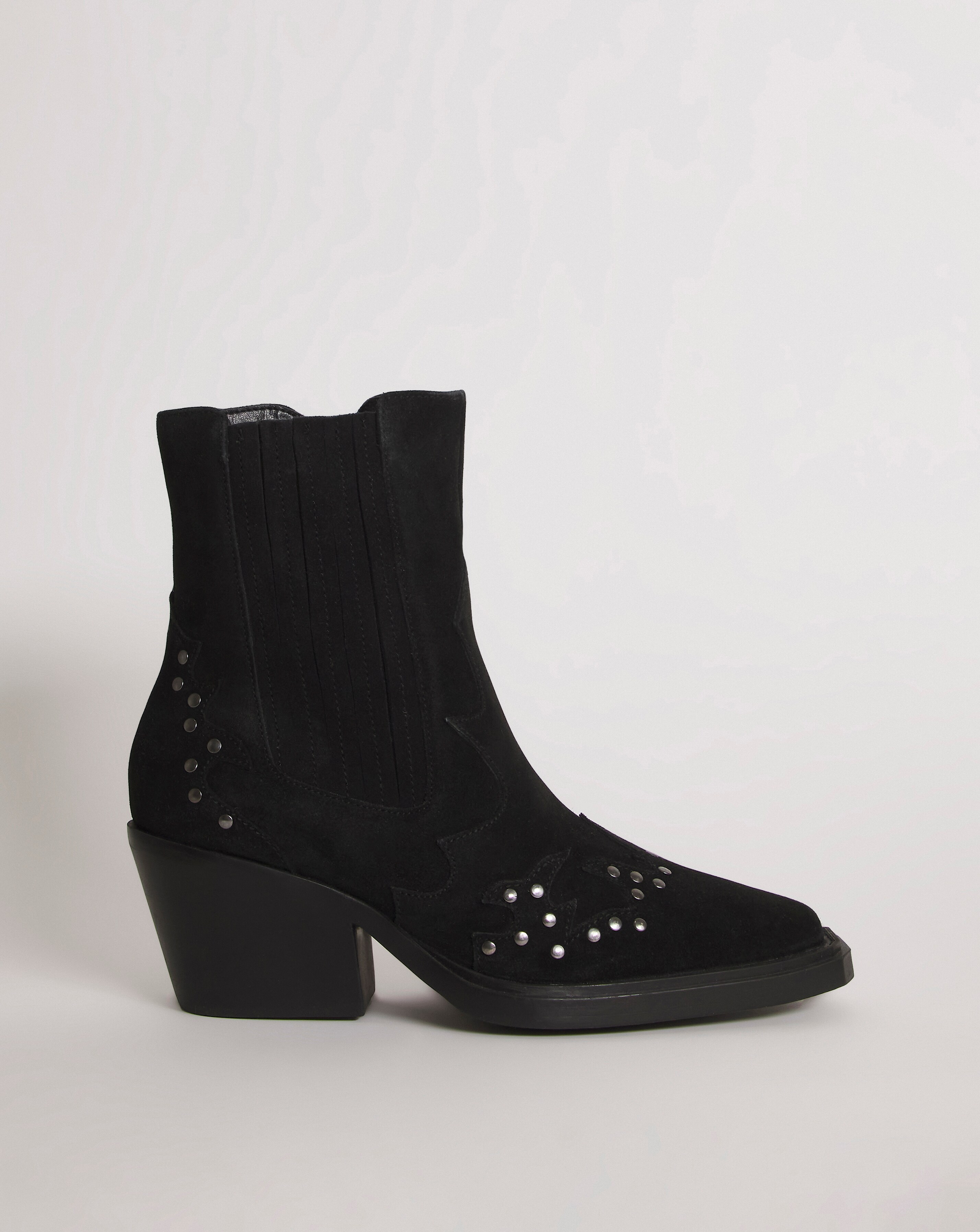 Zia Suede Studded Western Cowboy Ankle Boots Wide Fit Simply Be